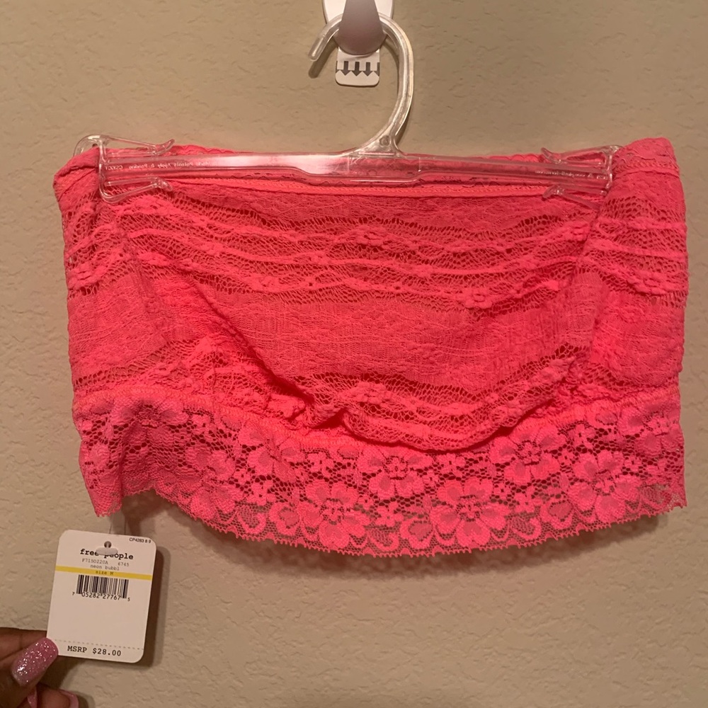Free People Hot Pink Bralette Bandaeu M NWT